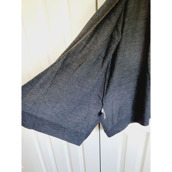 Ann Taylor Loft PM Gray Cardigan Open Front Side Slits Sife Angle Wool Blend - Picture 6 of 7